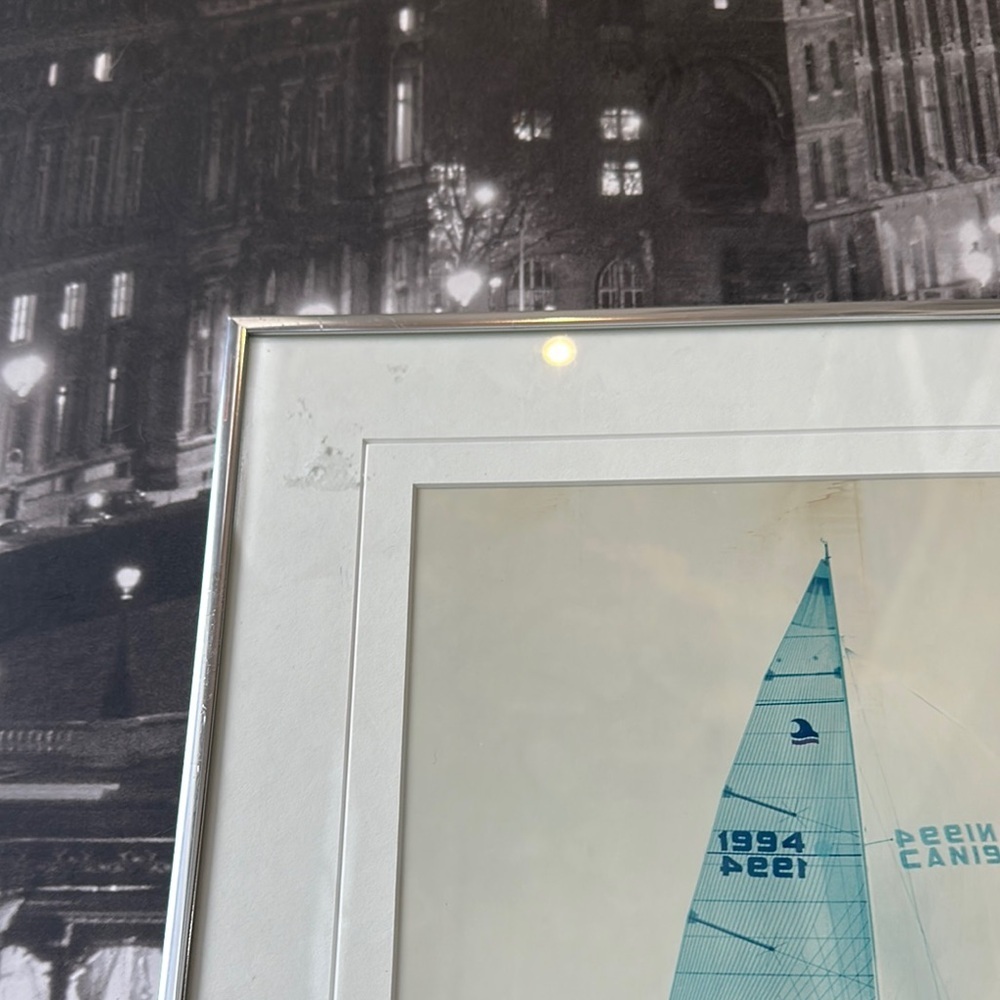 Vintage Blue Nautical Sailboat Photography Art In Silver Frame - Picture 7 of 17
